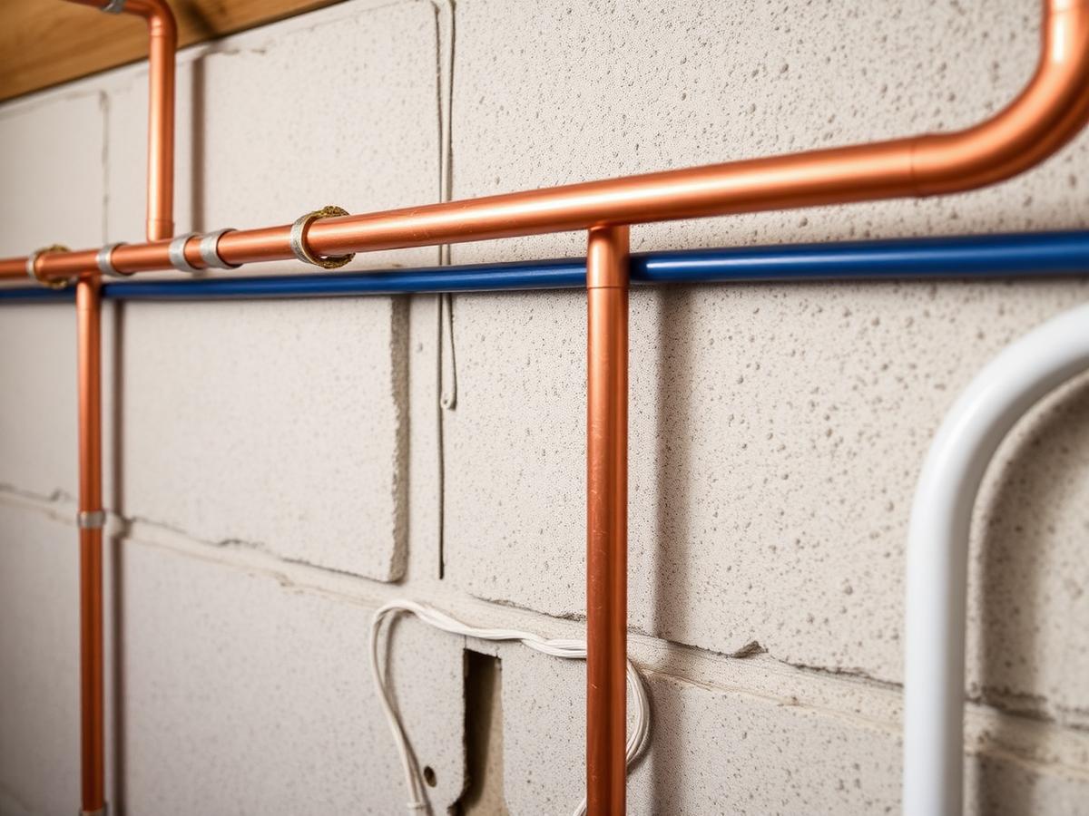 Neatly installed copper and PEX water lines