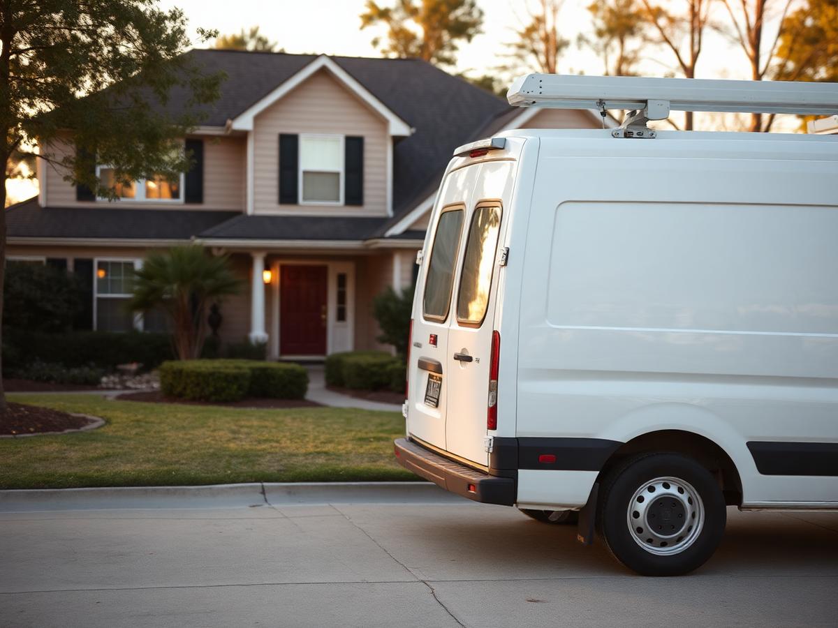 Service van outside a Georgia home